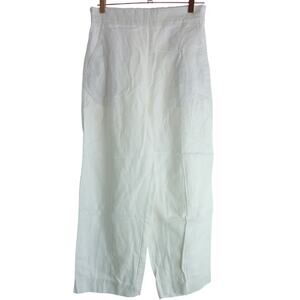 NWT Madewell Pull-On Straight Crop Pant Linen Blend White Pants 2